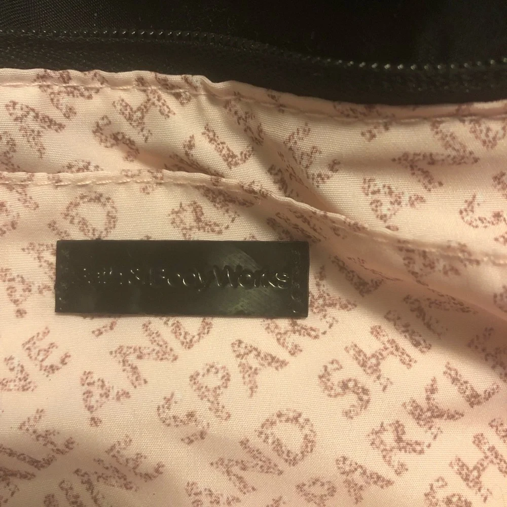 Bath Body Works Black Polyester Tote Purse with Silver Bow and Sparkles